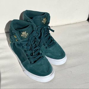SUPRA VAIDER GREEN SUEDE LACE UP SKATE SNEAKERS SHOES